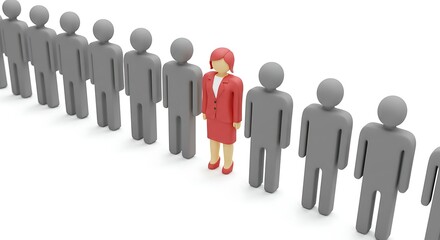 Person Standing Out in a Row of Figures Depicting Individuality