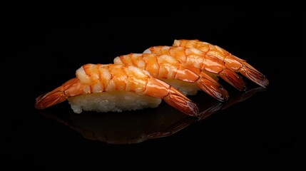 Shrimp Nigiri Sushi with Ginger Garnish