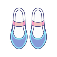 Pair of Light Blue Mary Jane Shoes with Pink Straps for Girls Childrens Fashion Footwear