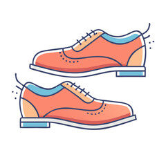 Pair of Stylish Coral Colored Leather Oxford Shoes with Blue Accents