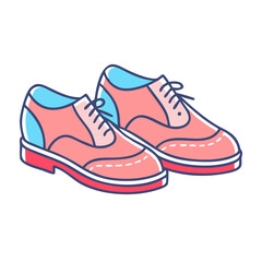 Pair of Pink and Light Blue Oxford Shoes with Red Soles and White Stitching