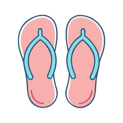 Pair of Pink and Light Blue Summer Flip Flops Beach Sandals Thong Slippers