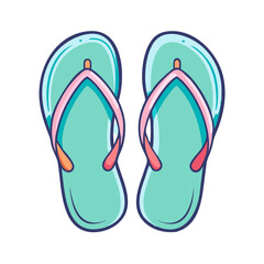 A Pair of Stylish Turquoise Summer Flip Flops with Pink and Orange Accents