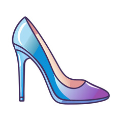 Elegant High Heel Pump Shoe Fashion Illustration Stylish Footwear Design Light Blue Purple Gradient Color