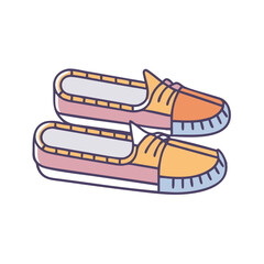 A pair of stylish casual slip on shoes with pastel colors and unique design elements