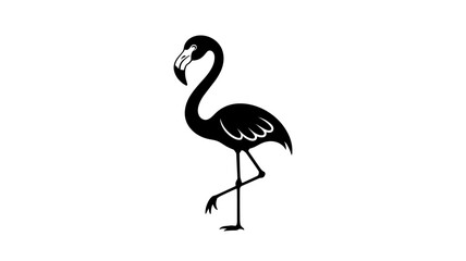 Elegant Silhouette of a Flamingo: A graceful flamingo stands in silhouette, its iconic pose captured in a stark contrast, highlighting its elegance and unique form.