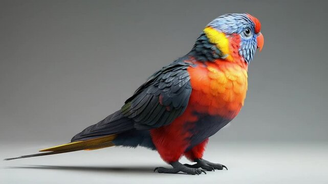 Colorful parrot, profile view, vibrant plumage.