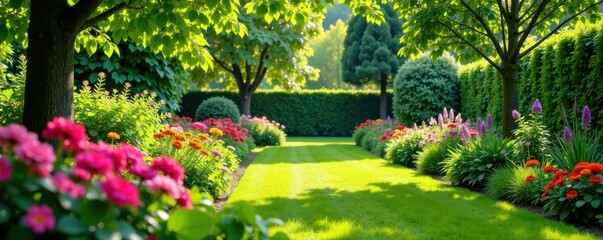 Landschaftsg?rtner pflegt einen schattigen Garten mit verschiedenen Pflanzen, landscape, outdoor space, plants