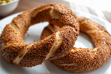 cultural turkish street local bagel in close up