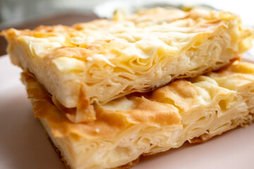 cheese su boregi on a plate in close-up