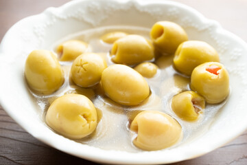 green olives in a bowl