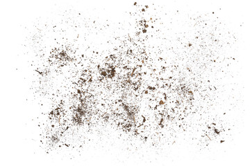 Dirt, dry soil pile isolated on white background