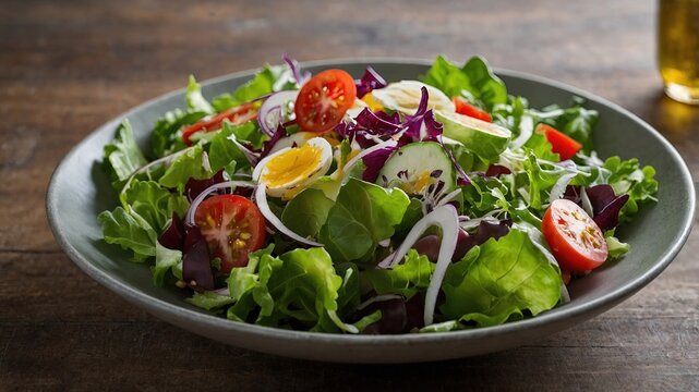 Ensalada balanceada perfecta para contenido sobre bienestar, salud y nutrici&oacute;n consciente