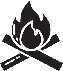 flame and fire black icon silhouette vector, Fire flame icon, food, wood
