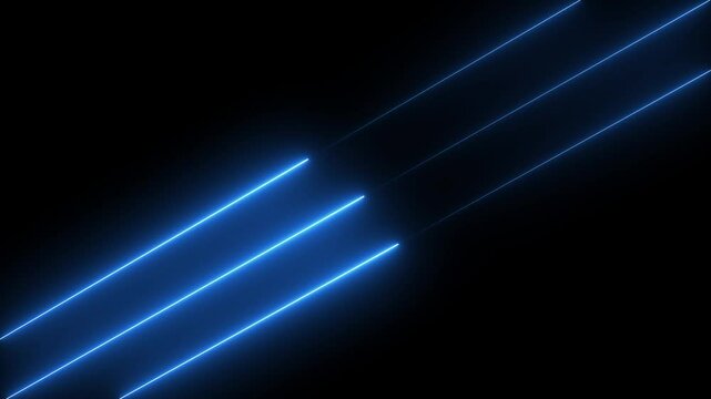 Abstract animation of glowing horizontal neon lines streaming across on the screen. on the black background  neon line icon animation glowing line Light effect icon.
