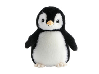 Fototapeta premium Plush penguin : tuxedo style flipping penguin with fluffy feathers, isolated on a white background