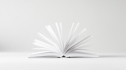 Open book, white pages, minimalist