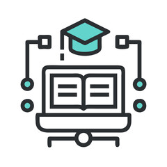 Digital Education with Laptop, Graduation Cap and Connections