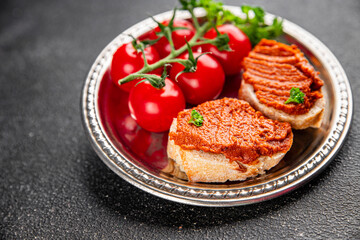 Pepper pate red pepper vegetarian dip roasted vegetable hummus appetizer vegetables dish fresh...