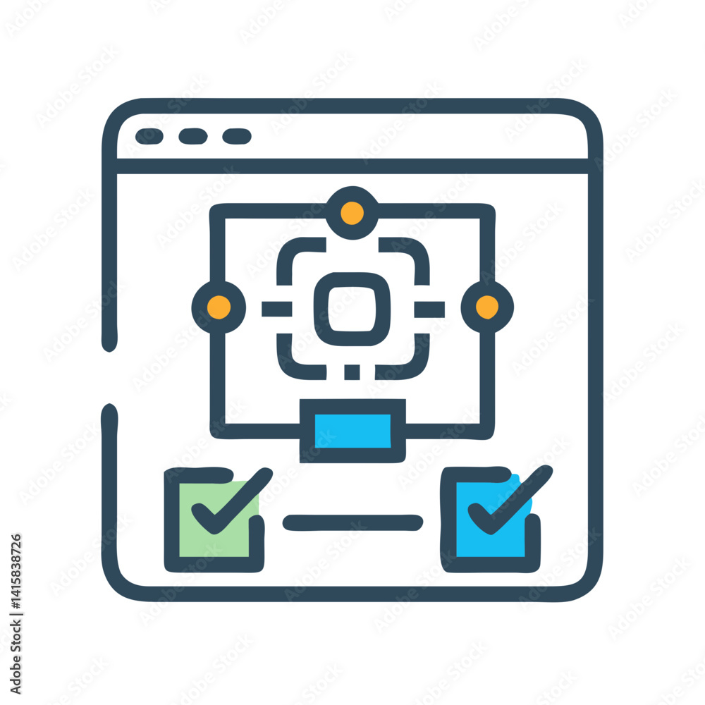Poster workflow process diagram icon in browser window