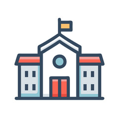 School building icon illustration on black background