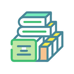 Stack of colorful books and folder graphic design