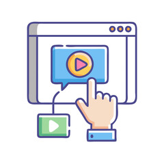 Online video play, marketing, video content illustration vector