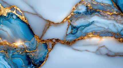 A blue and gold marble wall with a gold and blue pattern