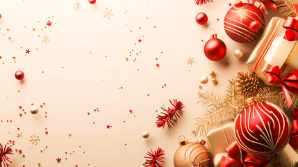 A festive christmas wallpaper with a snowdusted background of pine branches and decorations