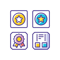 Awards, certificates, achievements and awards illustrations in square format