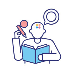 Reading, Studying, Learning and Education Concept Colorful Icon