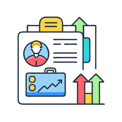 Business Portfolio with Growth Graph Cartoon Illustration