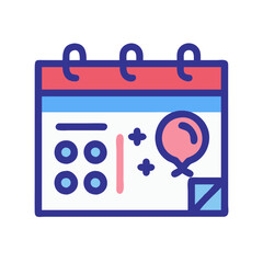 Celebration Calendar Icon with Balloon and Event Marks