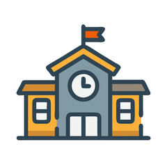 Illustration of a school building with flag on top