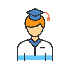 Graduation Icon: Graduate with Graduation Cap and Gown