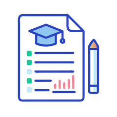 Education report with graduation cap and pencil icon