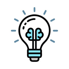Creative idea concept with lightbulb and brain icon