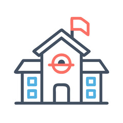 Simple Flat Icon of School Building, Education