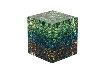 Obraz premium Iridescent cube resin art object decorative sculpture isolated on white background