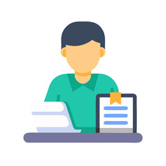 Icon of a person working at a desk