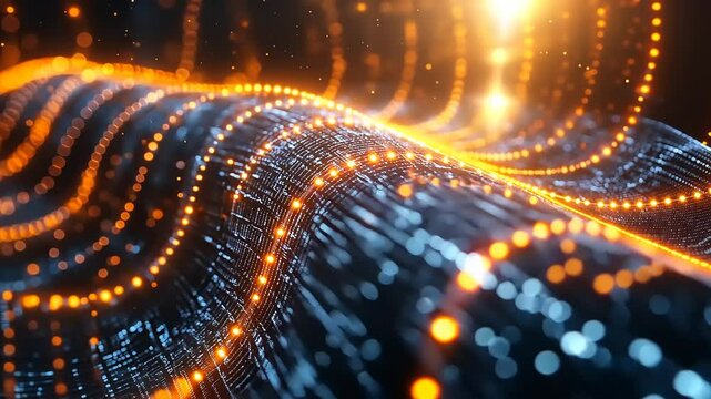Abstract digital wave, glowing particles (2)
