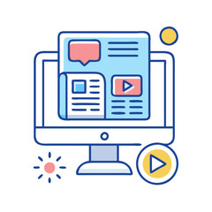 Modern digital content presentation on computer display illustration