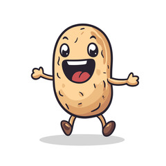 Happy Peanut Cute Illustration Vector Isolated Mascot Art 
