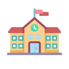 Cartoon school building vector illustration on black background