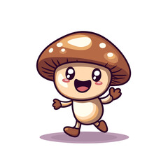 Mushroom Dancing Cute Illustration Vector Isolated Mascot Art 
