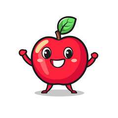 Happy Apple Cute Illustration Vector Isolated Mascot Art 
