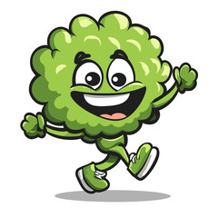 Broccoli Dancing Cute Illustration Vector Isolated Mascot Art 
