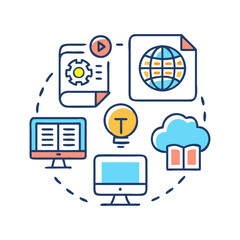 Diverse digital online learning education resources concept vector