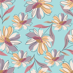 Seamless abstract floral.abstract background, beautiful, blossom, drawn, floral, flower background, flowers
