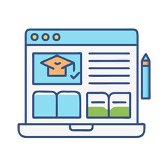 Online education platform with a graduation cap icon